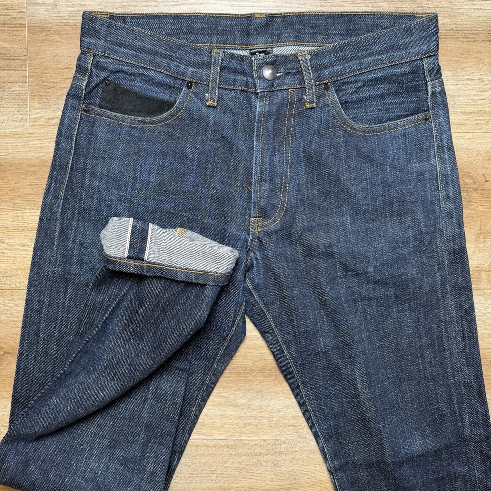 Selvedge Jeans Men 30x30 Blue Slim Fit Cotton Japanese Denim Redline Dark‎ Wash